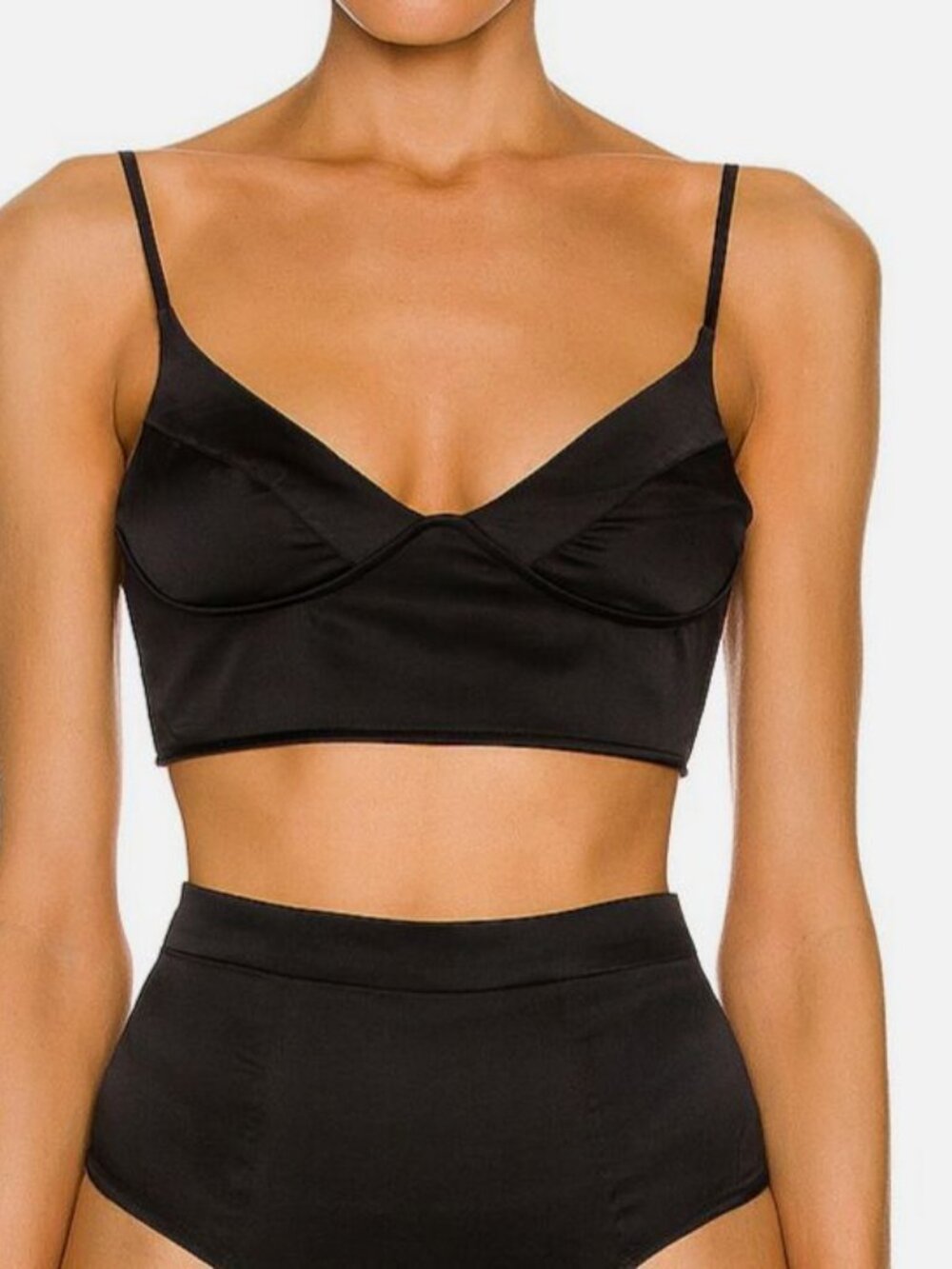 Kiki De Montparnasse Women's Black Silk Tous Les Jours Longline Bra Size M